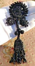 ANTIQUE BLACK GEESE AND PEARL TASSEL APPLICATION from JAIS 19th century