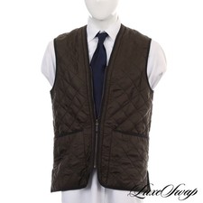 FALL ESSENTIAL Barbour of England D219 Olive Quilted Polarquilt Vest Gilet M NR