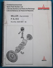 Deutz Miller F3L-912 Moteur Pièces Manuel Livre Catalogue