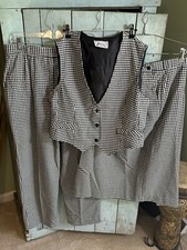 Vtg Women's 3 piece Golf Clothing Set Houndtooth Joyce Waist 30