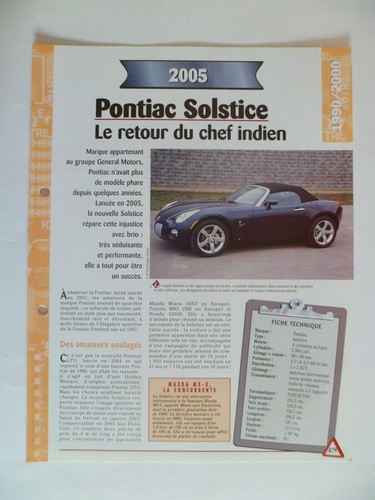 Carte fiche auto pontiac - ,