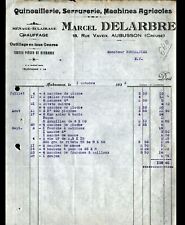 AUBUSSON (23) QUINCAILLERIE SERRURERIE MACHINES AGRICOLES "Marcel DELARBRE" 1933