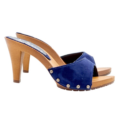 Mules bleues daim avec - daim,
