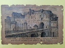 Old postcard leather parchment PARIS Le Petit CHATELET in 1520 Porte Forteresse