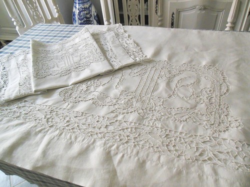 Linge ancien grand drap - drap, +