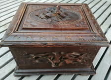 ancienne superbe cave à cigares bois sculpté forêt noire 19 ème