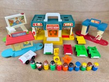 VTG Lot Fisher Price Little People Beauty Salon Drive-In Movie Mart Telephone