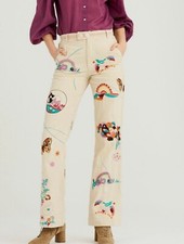 Antik Batik Hair Embroidered Trouser Corduroy Pants Size Small 38