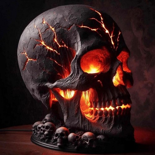 Halloween lava stone skull - stone,
