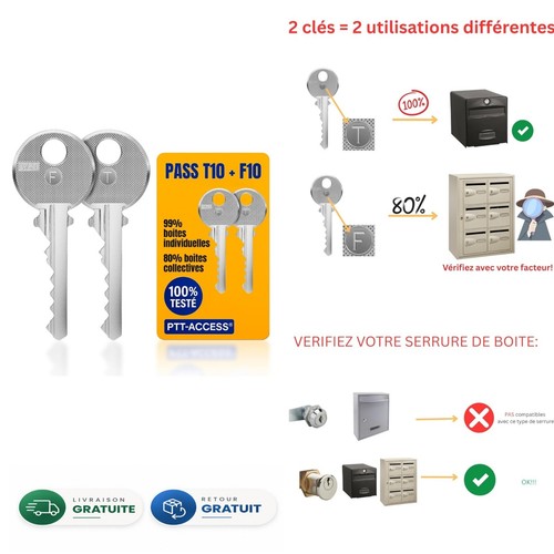Clés ptt t10 f10 - +, de