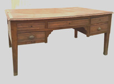 bureau plat administratif double face en chêne  . XX siècle .