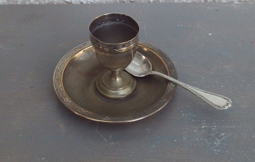 Ancien coquetier soucoupe - ancien,
