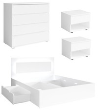 Ensemble De Chambre À Coucher Fino Complet 4 Pièces Couleur Et Finition Au Choix