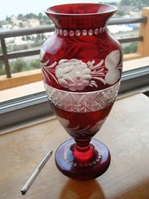 TRES GRAND VASE CRISTAL BOHEME