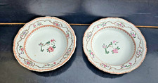COMPAGNIE DES INDES 2 PORCELAIN PLATES EP.XVIIIÈME ROSES BIRDS