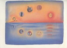 FOLON JEAN MICHEL REPRODUCTION OFFSET SIGNED OFFSET CARD REPRODUCTION SIGNED