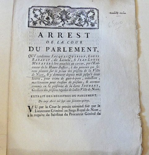 Niort 1775 arrêt - niort,
