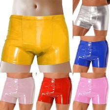 Hommes Faux Cuir Short Boxer Slip Effet Mouillé Latex sous Vêtement de Soirée