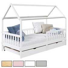 Lit cabane simple pour enfant avec tiroirs 90x190 cm en pin massif