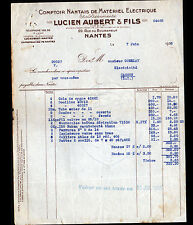 NANTES (44) ELECTRICAL EQUIPMENT & TOOLS "Lucien AUBERT & Fils" 1938