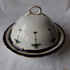 ANCIENNE CLOCHE A FROMAGE ET SON ASSIETTE BEURRIER FAIENCE BISTO ENGLAND