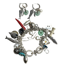 Links Of London Rare Objets Trouvee 925 Charm Bracelet and Earrings