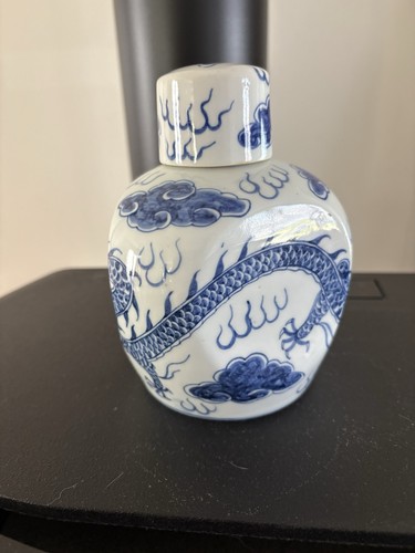 Vase chinois bleu blanc en - bleu,