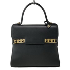 Auth DELVAUX Tampet PM - Black Leather Handbag
