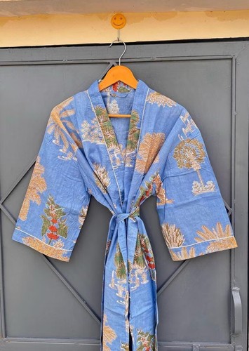 Peignoir kimono coton noir - kimono,