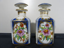 Pair of Antique 19th Century Paris Porcelain Bottle Decor Flower Gilding