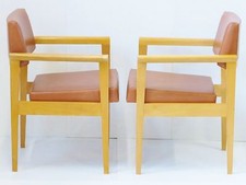PAIR OF 1950 SKAI OAK BROWN VINTAGE 50's MID CENTURY MODERN CHAIRS ARMCHAIRS