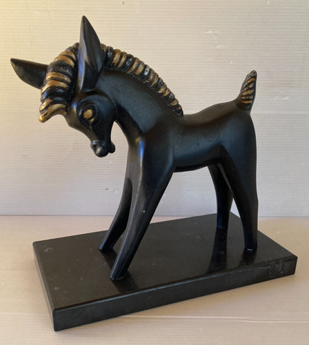 Sujet cheval poulain métal