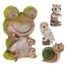 Solaire Animal Figurine de Jardin LED Écarquillés D'Animation Intempéries Déco