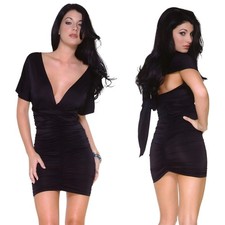 Mini Robe Sexy Stretch Froncée à Nouer Noir Forplay L 40 42