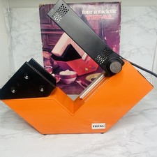 Vtg 1970's Tefal Cheese Raclette Oven Warmer Melter W/ Box Box Retro Orange