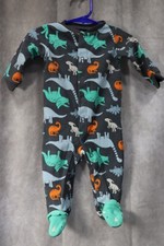 Child Of Mine Boy's Gray Long Sleeve Footed Sleeper Dinosaurs 3-6 Months