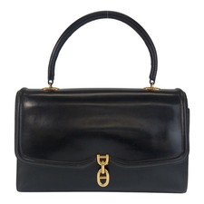 HERMES vintage ChÃ©ne Dunkel Sac A Man Handbag Black Gold Hardware Box Calf