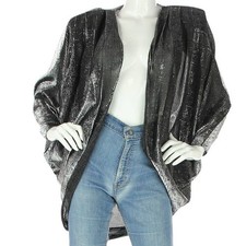 80s Vintage Batwing Metallic Avant Garde Glam Lagenlook Cape Cardigan Robe Top