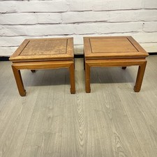 Vtg Chinoiserie Ming Asian MCM End Table Side Tables 2pc