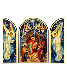 Icone la Nativite du Christ/ Icone Triptyque religieuse chrétienne - cadeau Noel