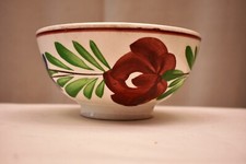 Antique Spongeware Bowl Mouzin Lecat & Cie - Nimy Lez Mons Porcelain Floral "44
