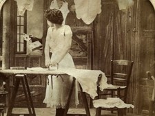 Paris Genre Scene Ironing Nos Mondaines Photo Stereo Diorama Vintage Pn4