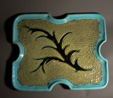 Antique Vintage Ceramic Dish Blue Green Leaf Decor, 27cm, Tableware