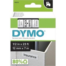 [S0720530] DYMO Cassette Ruban D1 Noir sur blanc 12mm x 7,0 m