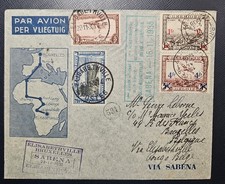 Belgique lettre pour congo Belge Elisabethville Bruxelles SABENA 1936