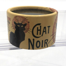 Le Chat Noir Presse-Papier French Cancan Music Box Black Cat Round 3" Dia *VIDEO