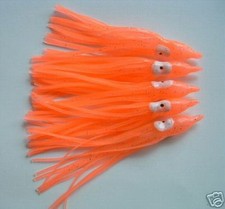25 NEW Soft Trolling Big Game Lure Bait Skirt 4" Orange