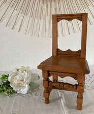 924⚜️ Antique Doll Furniture Small Wooden Chair Vintage Height 31 Cm