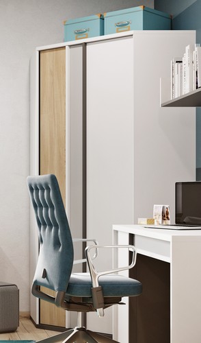 Garde robe angle 95cm - d'angle, blanc
