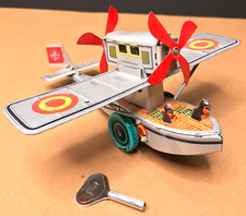 jouet en tole, AVION à hélice jouet à ressort aviation ancien  VINTAGE µ